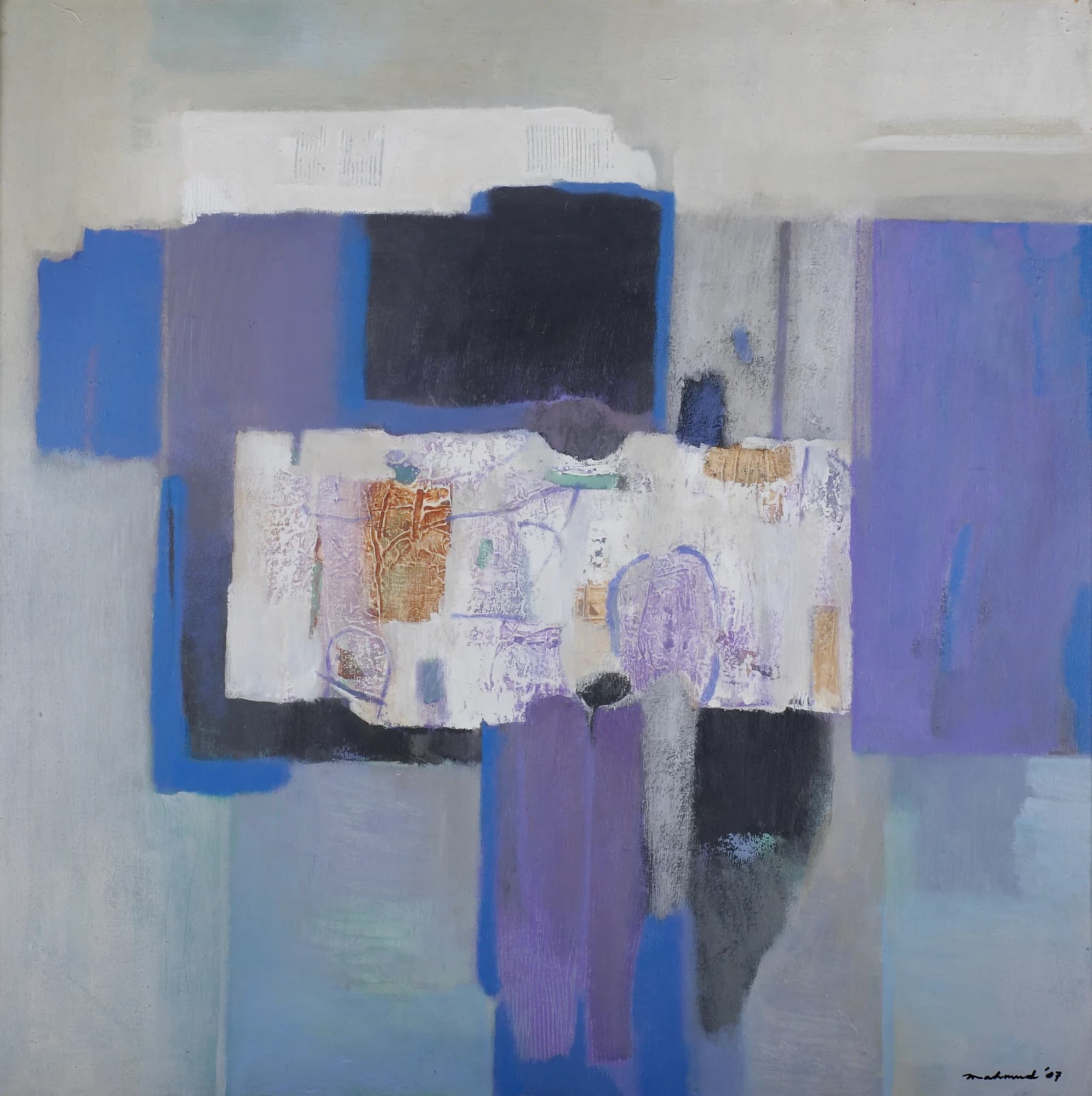 Untitled 2007 composition by Mahmudul Haque in blue, violet, and grey