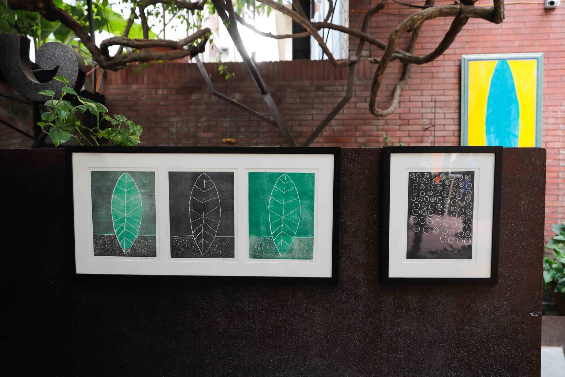 Framed leaf drawings — Imagination, a presentation of work by Jamil Khan at Gallery Cosmos