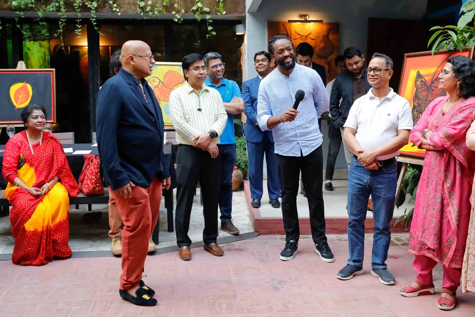 The opening in the courtyard — Imagination, a presentation of work by Jamil Khan at Gallery Cosmos