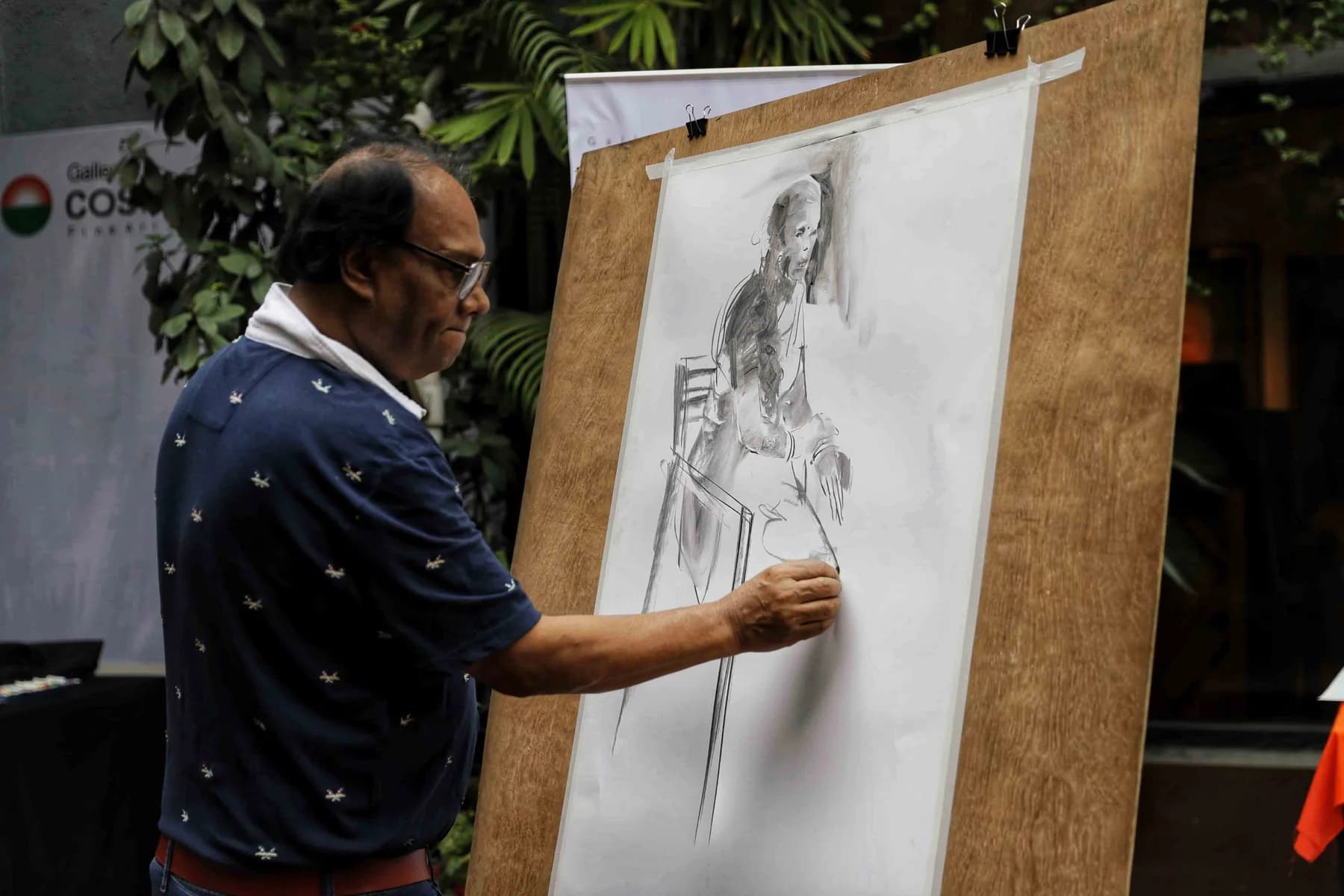 Drawing on a large sheet — the Live Drawing and Exhibition day at Gallery Cosmos