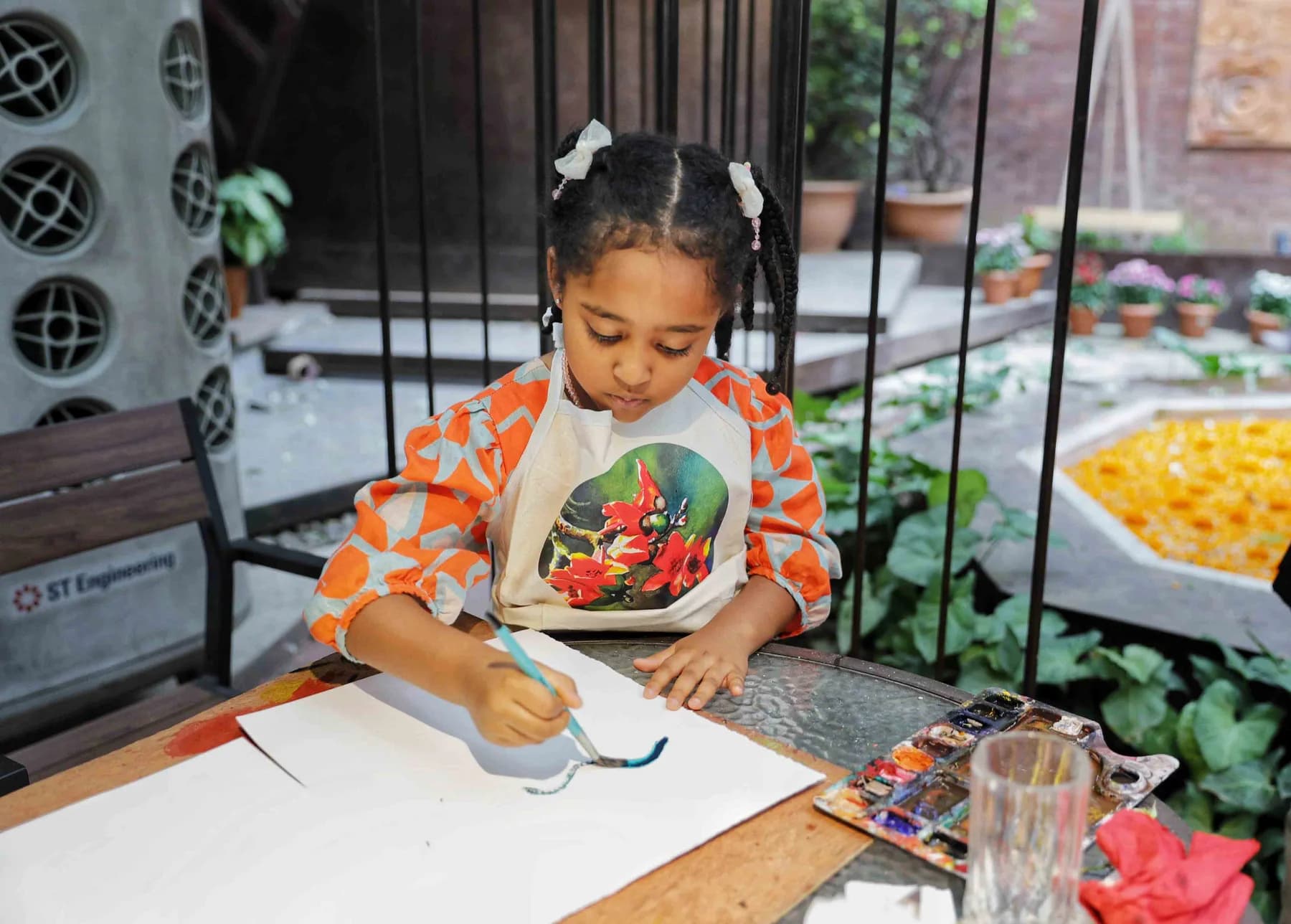 A young participant at work — the Live Drawing and Exhibition day at Gallery Cosmos