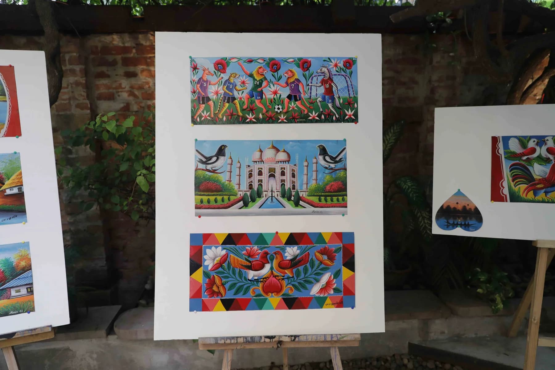 Panels of landscape and floral motifs — Rickshaw Art Exhibition at Gallery Cosmos