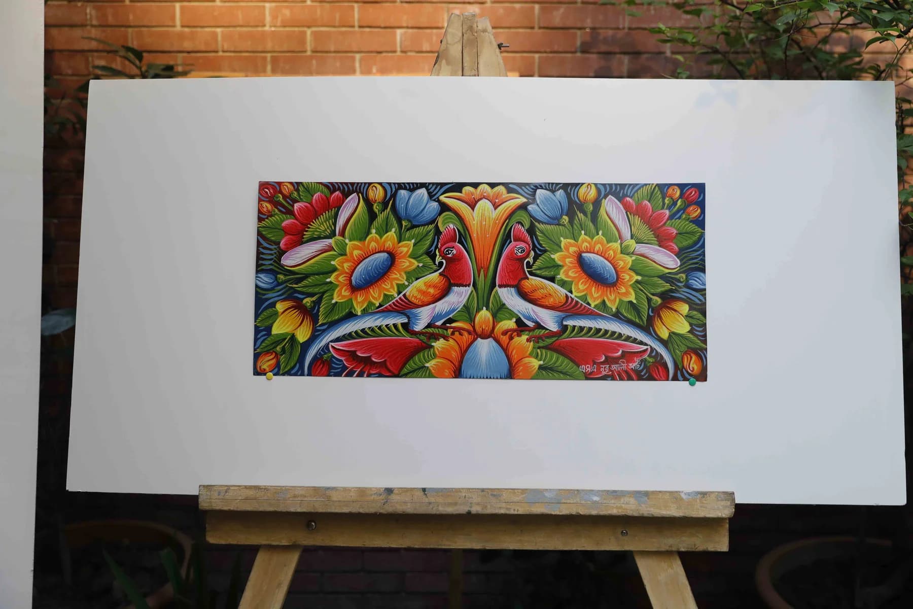 Floral panel in the rickshaw idiom — Rickshaw Art Exhibition at Gallery Cosmos